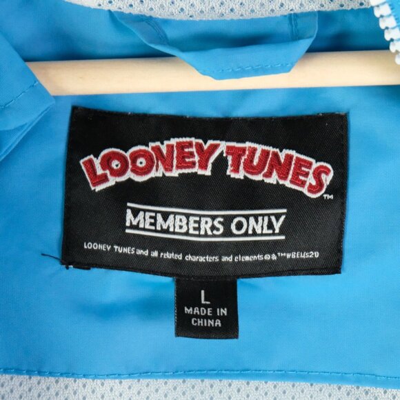 Members Only Tune Squad Track Jacket Mens Large Blue Loony Tunes Athletic - Picture 9 of 11